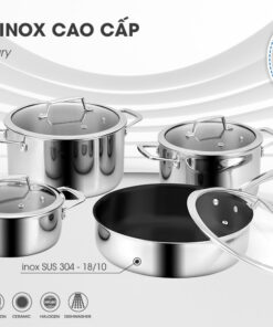 Bộ nồi 4 món 3 đáy Inox 304 Eurosun MC1801-Luxury