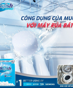 Muối viên làm mềm nước Sofish (loại 1.0kg) MRB-1.0kg chống vôi cặn dành cho máy rửa bát