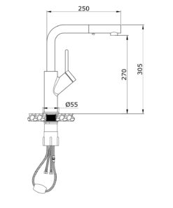 Vòi rửa bát dây rút Konox Artan Grey