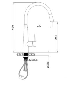 Vòi rửa bát dây rút Konox KN1901N Vòi rửa bát dây rút Konox KN1901N