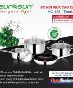 Bộ nồi 4 món 3 đáy Inox 304 Eurosun MC1603-Titanium