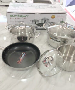 Bộ nồi 4 món 3 đáy Inox 304 Eurosun MC1603-Titanium