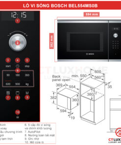 Lò vi sóng có nướng âm tủ Bosch BEL554MS0B Lò vi sóng có nướng âm tủ Bosch BEL554MS0B