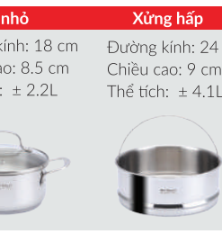 Bộ nồi 6 món 3 đáy Inox 304 Eurosun MC1608- Passion