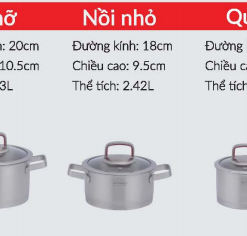 Bộ nồi 5 món 3 đáy Inox 304 Eurosun MC1808- Royal Bộ nồi 5 món 3 đáy Inox 304 Eurosun MC1808- Royal