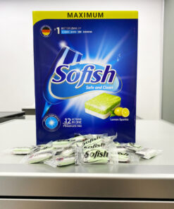 Viên rửa bát Sofish (hộp 100 viên) dùng cho máy rửa bát, không mùi, loại bỏ vết bẩn triệt để