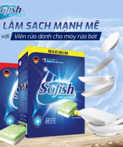 Viên rửa bát Sofish (hộp 100 viên) dùng cho máy rửa bát, không mùi, loại bỏ vết bẩn triệt để