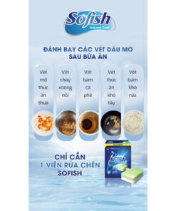 Viên rửa bát Sofish (hộp 100 viên) dùng cho máy rửa bát, không mùi, loại bỏ vết bẩn triệt để
