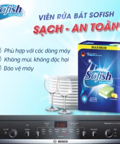 Viên rửa bát Sofish (hộp 100 viên) dùng cho máy rửa bát, không mùi, loại bỏ vết bẩn triệt để