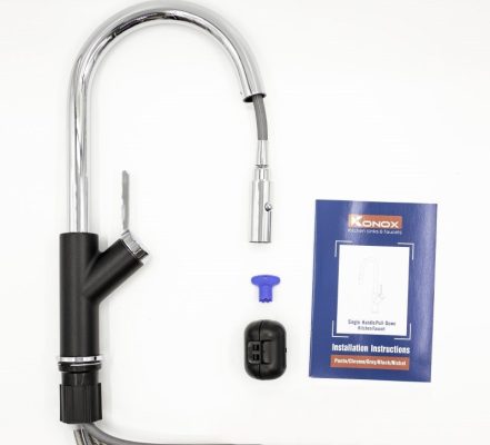 Vòi rửa bát dây rút Konox Ponte Black