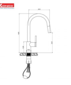 Vòi rửa bát dây rút Konox Alto Nickel Vòi rửa bát dây rút Konox Alto Nickel