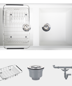 Chậu rửa bát Konox Granite Sink Phoenix Smart 860 White Silver Chậu rửa bát Konox Granite Sink Phoenix Smart 860 White Silver