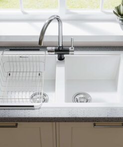 Chậu rửa bát Konox Granite Sink Phoenix Smart 860 White Silver Chậu rửa bát Konox Granite Sink Phoenix Smart 860 White Silver