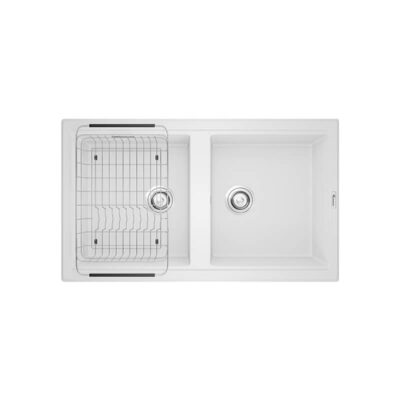 Chậu rửa bát Konox Granite Sink Phoenix Smart 860 White Silver Chậu rửa bát Konox Granite Sink Phoenix Smart 860 White Silver