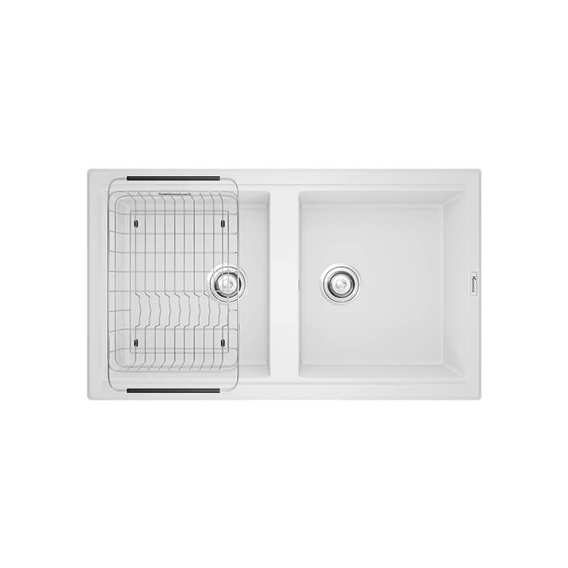 Chậu rửa bát Konox Granite Sink Phoenix Smart 860 White Silver Chậu rửa bát Konox Granite Sink Phoenix Smart 860 White Silver