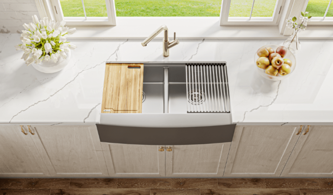 Chậu rửa bát Konox Workstation Sink – Apron Sink KN8751DA Curve