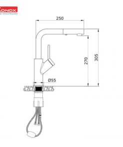 Vòi rửa bát dây rút Konox Artan Gold