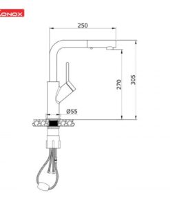 Vòi rửa bát dây rút Konox Artan Chrome