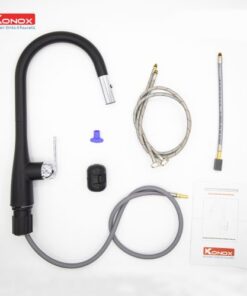 Vòi rửa bát rút dây Konox Curva Black