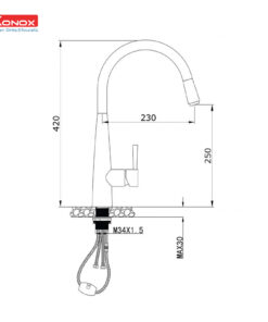 Vòi rửa bát dây rút Konox KN1901C