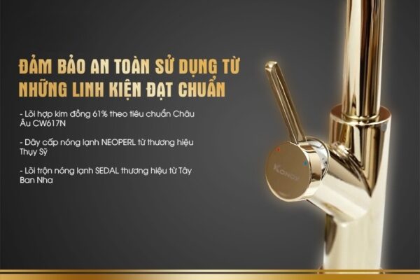 Vòi rửa bát dây rút Konox Artan Gold