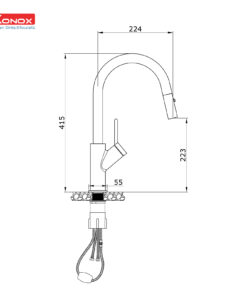 Vòi rửa bát dây rút Konox Ponte Nickel