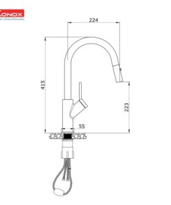 Vòi rửa bát dây rút Konox Ponte Grey