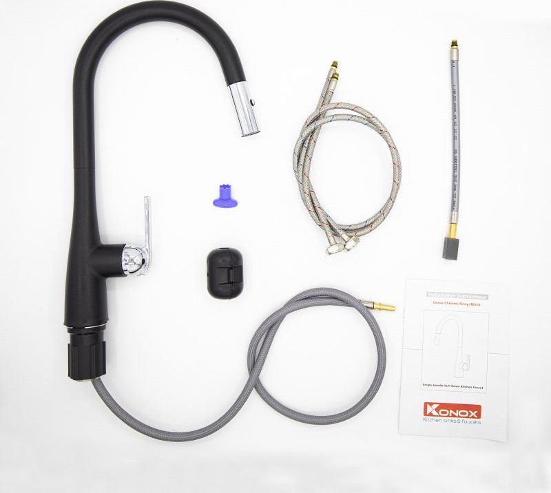 Vòi rửa bát rút dây Konox Curva Black Vòi rửa bát rút dây Konox Curva Black