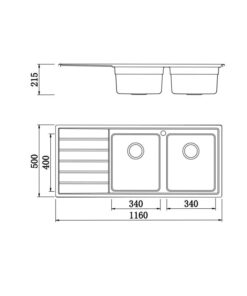Chậu rửa bát Konox KS11650 2B Bàn Trái