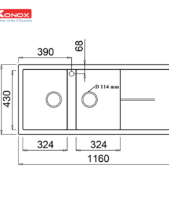Chậu rửa bát Konox Granite Sink Livello Smart 1160 – Grey