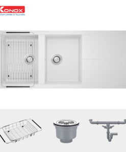 Chậu rửa bát Konox Granite Sink Livello Smart 1160 – White Silver