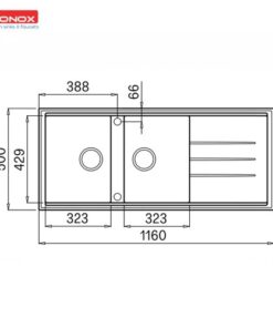 Chậu rửa bát Konox Granite Sink Phoenix 1160 Grey