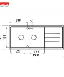 Chậu rửa bát Konox Granite Sink Phoenix 1160 White Silver