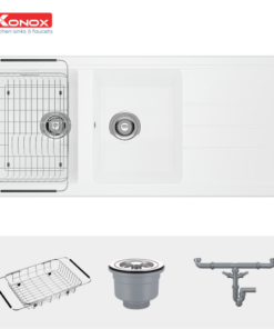 Chậu rửa bát Konox Granite Sink Phoenix 1160 White Silver