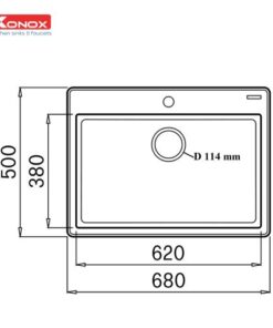 Chậu rửa bát Konox Granite Sink Ruvita 680 – Black