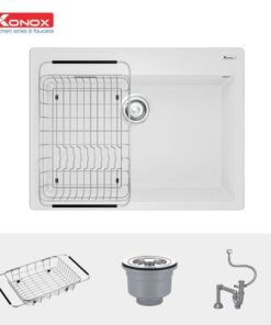 Chậu rửa bát Konox Granite Sink Ruvita 680 – White Silver