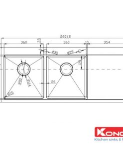 Chậu rửa bát Konox Workstation Sink – Topmount Sink KN11650TD – Bàn phải