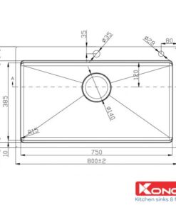 Chậu rửa bát Konox KN8050TS(full phụ kiện)
