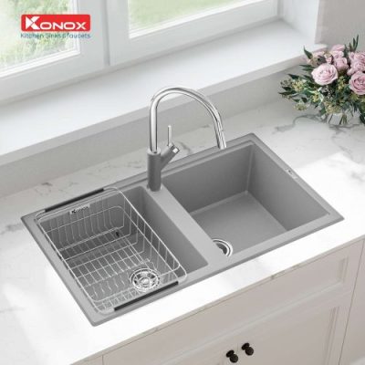 Chậu rửa bát Konox Granite Sink Phoenix Smart 860 Grey Chậu rửa bát Konox Granite Sink Phoenix Smart 860 Grey
