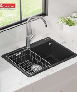 Chậu rửa bát Konox Granite Sink Ruvita 680 – Black