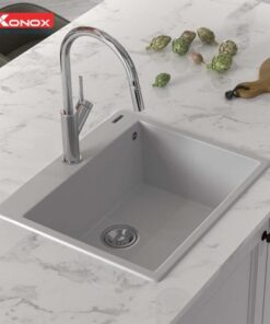 Chậu rửa bát Konox Granite Sink Ruvita 680 – White Silver