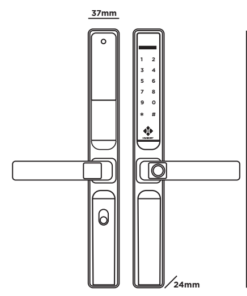Khoá điện tử cửa nhôm Hubert HB CNI3 EU Black Khoá điện tử cửa nhôm Hubert HB CNI3 EU Black
