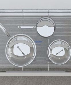 Giá xoong nồi inox mờ nan dẹt gắn cánh âm tủ Eurogold EP**B