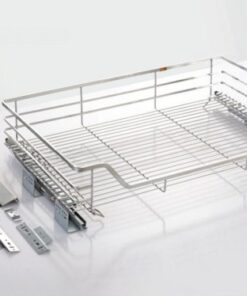 Giá xoong nồi inox mờ nan dẹt gắn cánh âm tủ Eurogold EP**B