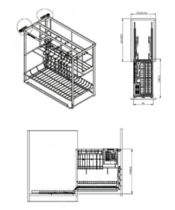 Giá dao thớt nan dẹt inox mờ - Hệ dẫn hướng chống rung Eurogold EP