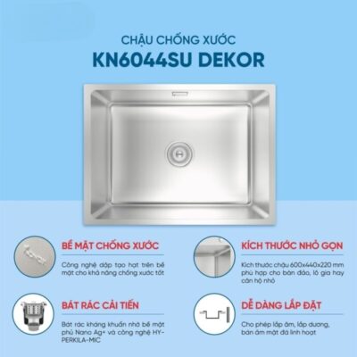 Chậu rửa bát 1 hố chống xước Konox KN6044SU Dekor