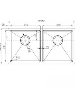 Chậu rửa bát 2 hố Konox KN7544DUB