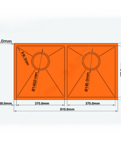 Chậu rửa 2 hố cân âm bàn đá Garis GS21.81D