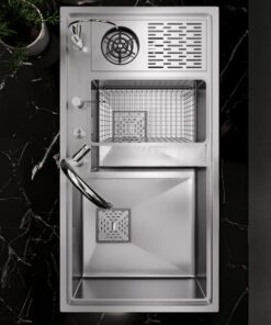 Chậu rửa 2 hố lệch có máy rửa cốc,chén Garis MS22.96 Chậu rửa 2 hố lệch có máy rửa cốc,chén Garis MS22.96