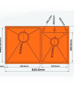 Chậu rửa 2 hố lệch thoát tròn Garis GS21.82 Chậu rửa 2 hố lệch thoát tròn Garis GS21.82